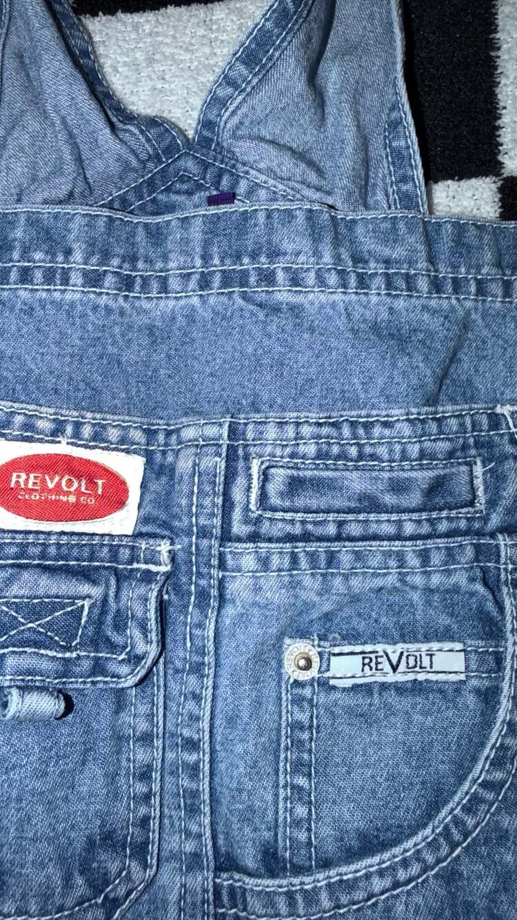 Vintage Revolt Clothing Co. Denim Cargo Overalls Size Large - Picture 4 of 11